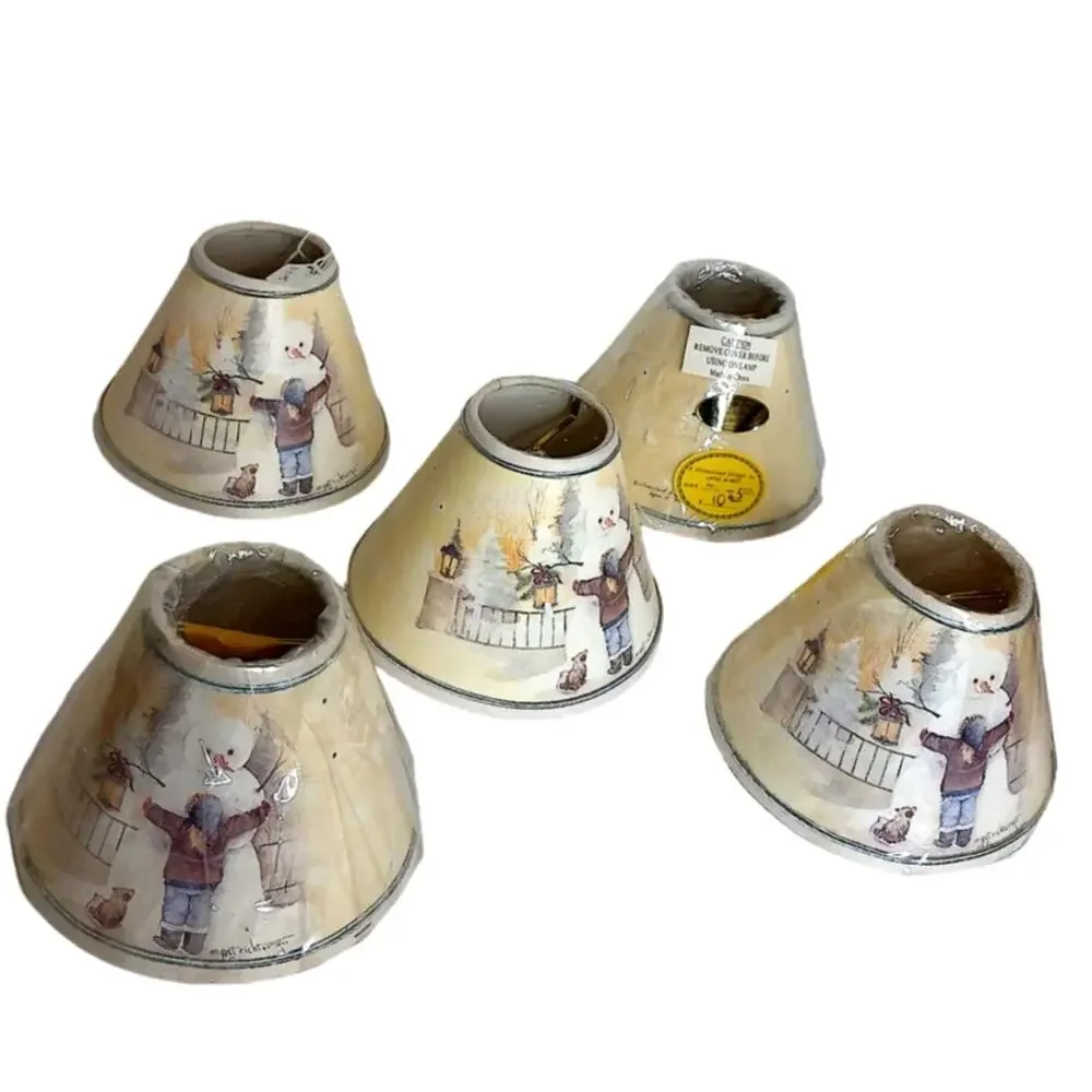 Vtg Pat Richter Homestead Shoppe Snowman Lampshade 5x3 Holiday Winter Christmas